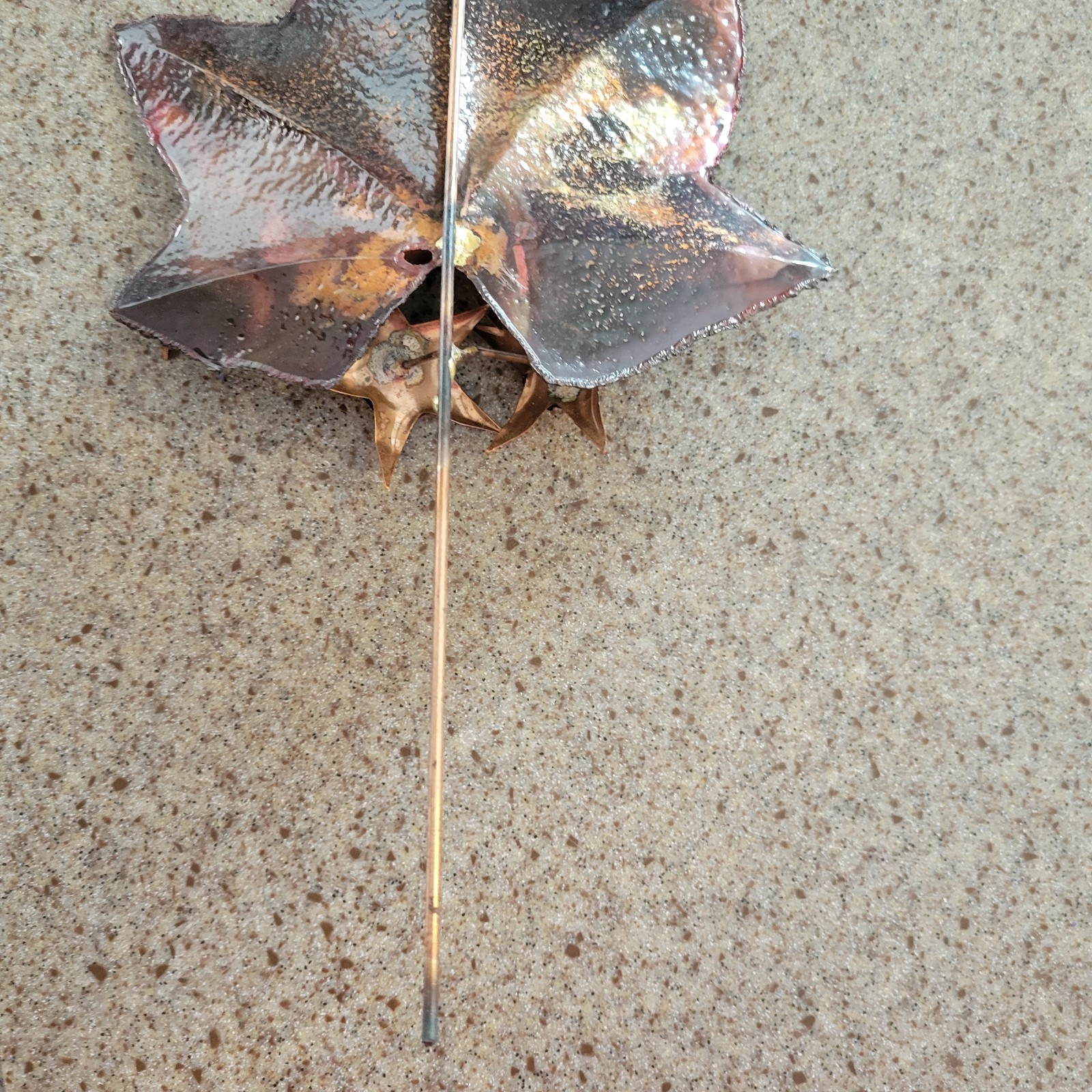 Maple Leaf embellished decor copper finished metal star shaped petals garden