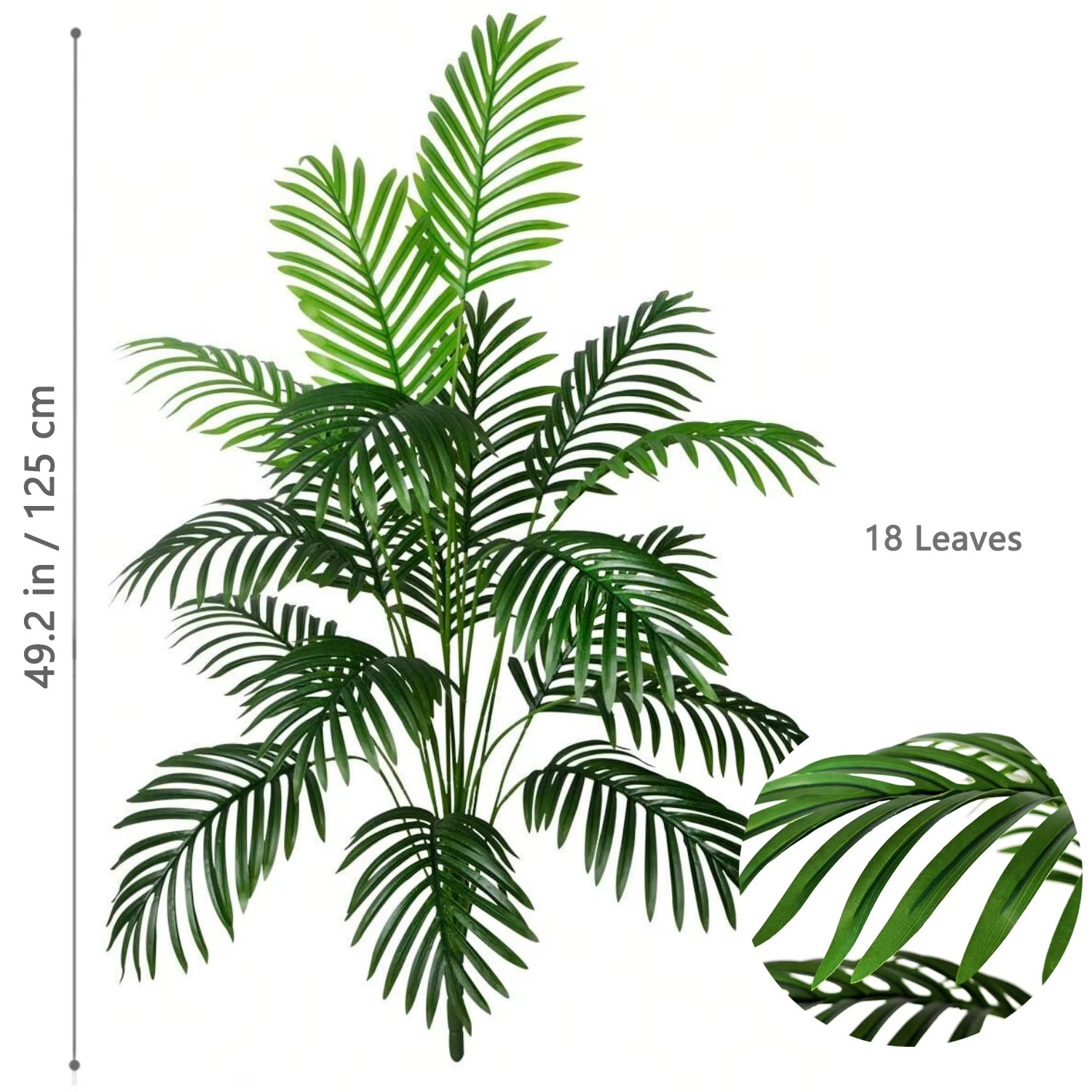 45-125CM Artificial Palm Tree Tropical Fake Plant Green Faux Palm Leaf Branch