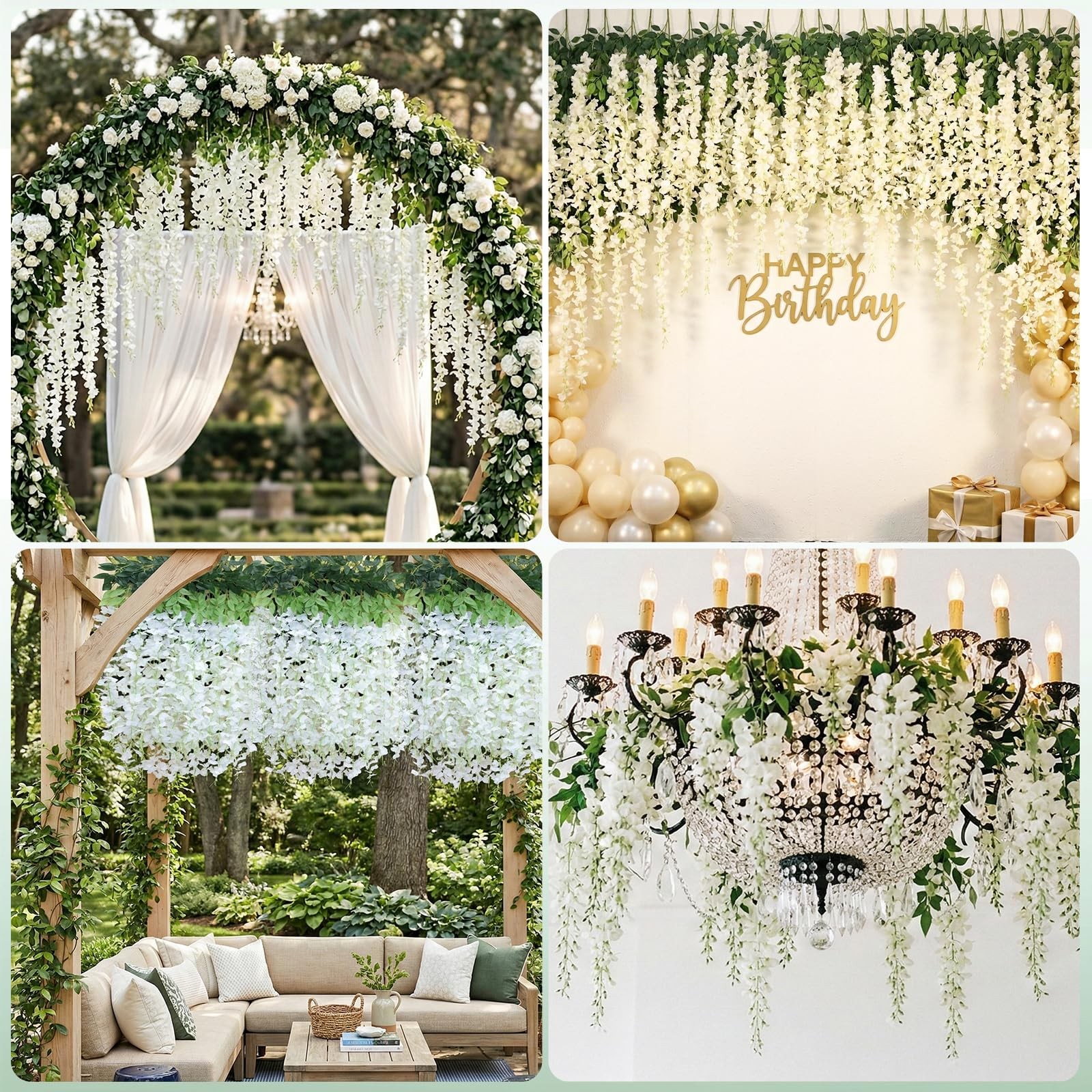 12 Pack Wisteria Hanging Flowers, Fake Hanging Flowers, 3.61 Ft Artificial Fl…