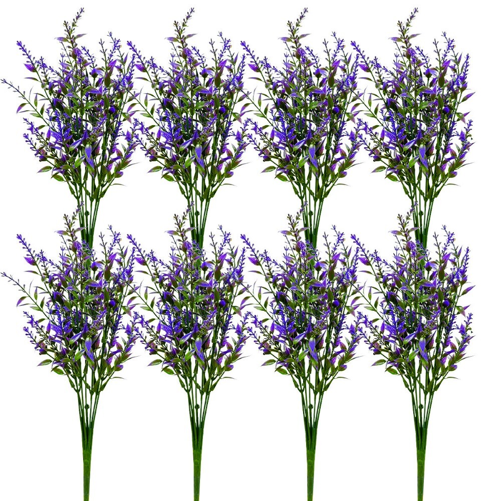 Artificial Lavender Flowers Fake Plastic Plants for Outdoor Garden Party Decor