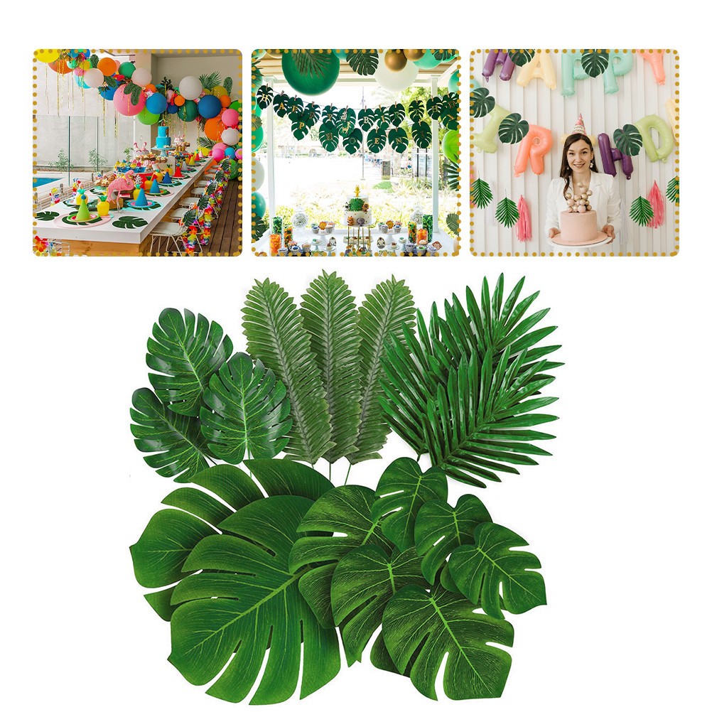 60Pcs Lifelike Faux Monstera Leaves for Table Setting Home and Office Decor