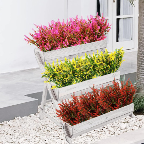 Artificial Flower Fake Plants UV Resistant Bundles for Outdoor Garden Yard Decor