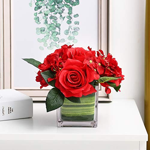 Artificial Silk Rose Flower Centerpiece Arrangement in vase for Home Wedding …