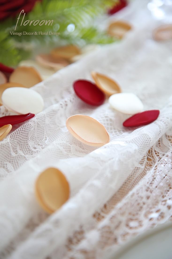 300pcs Rose Petals Red Gold Faux Silk Flower Petals for Wedding Flower Girl B…