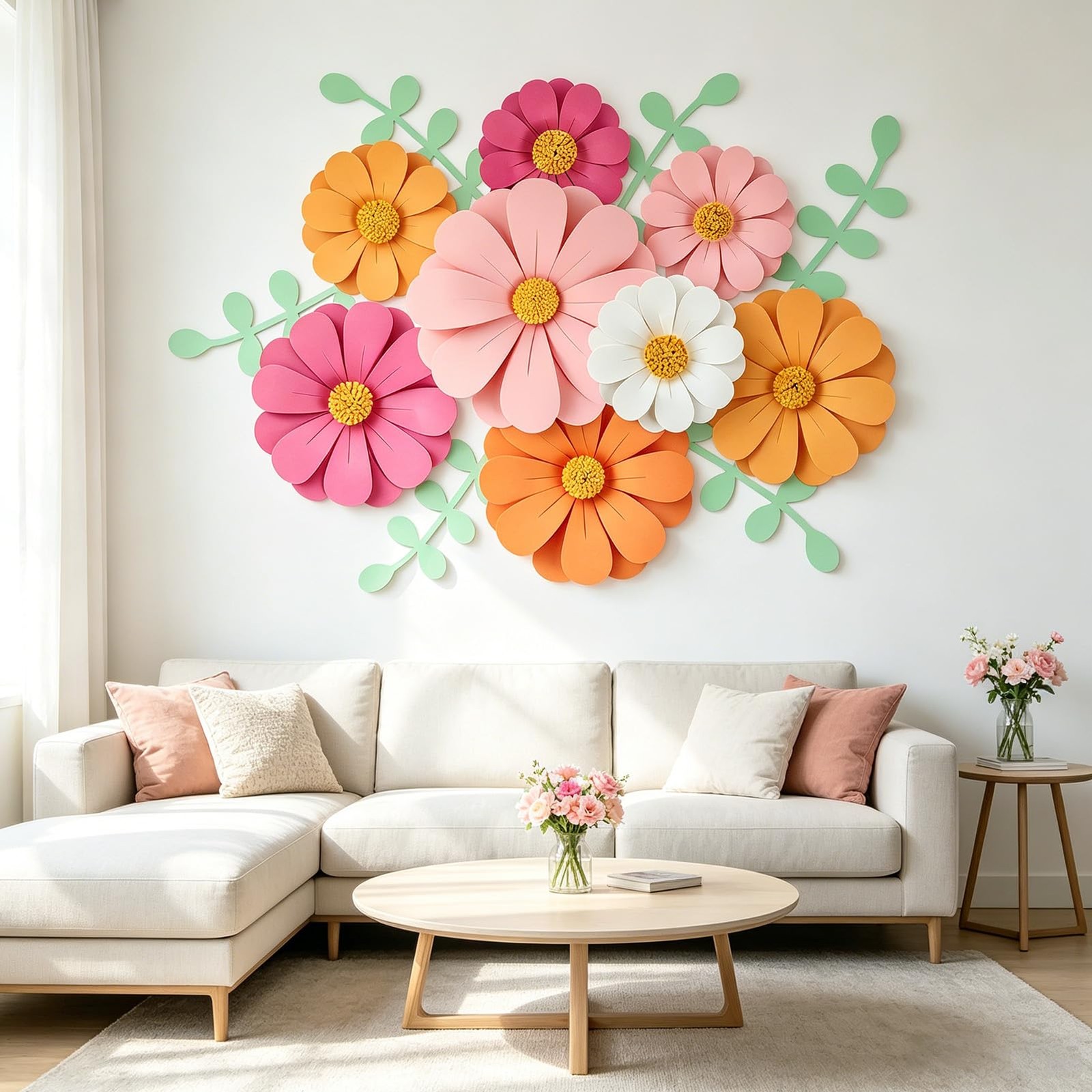 1 Kit Daisy Paper Flowers Party Decorations Wall Hanging Backdrop Decor