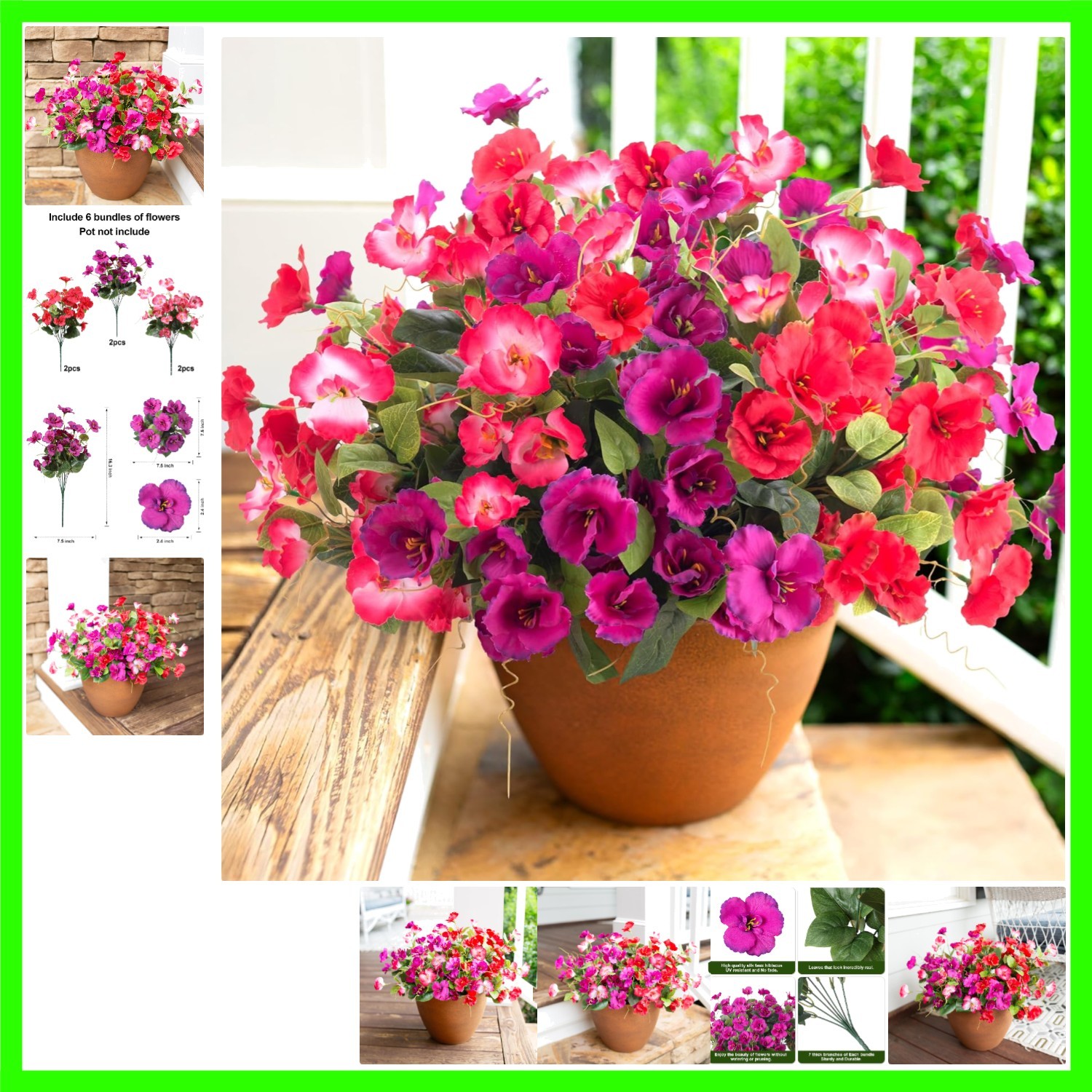 Hibiscus Artificial Flowers Plants for Outdoors Summer Decoration, 6 Bundles …