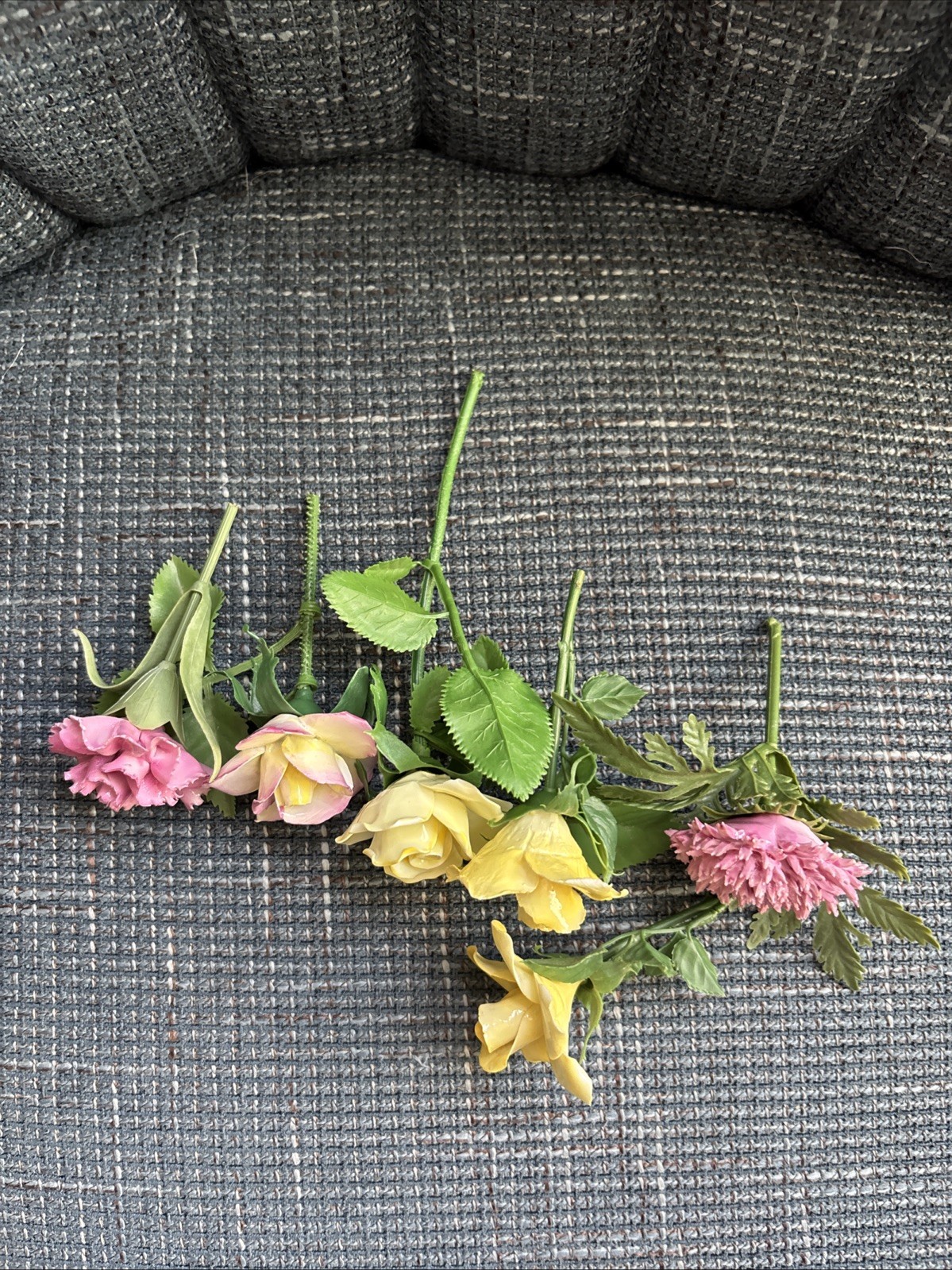 VTG Fine Bone China Flowers Crysanthemum & Yellow Rose Mixed Handmade Realistic