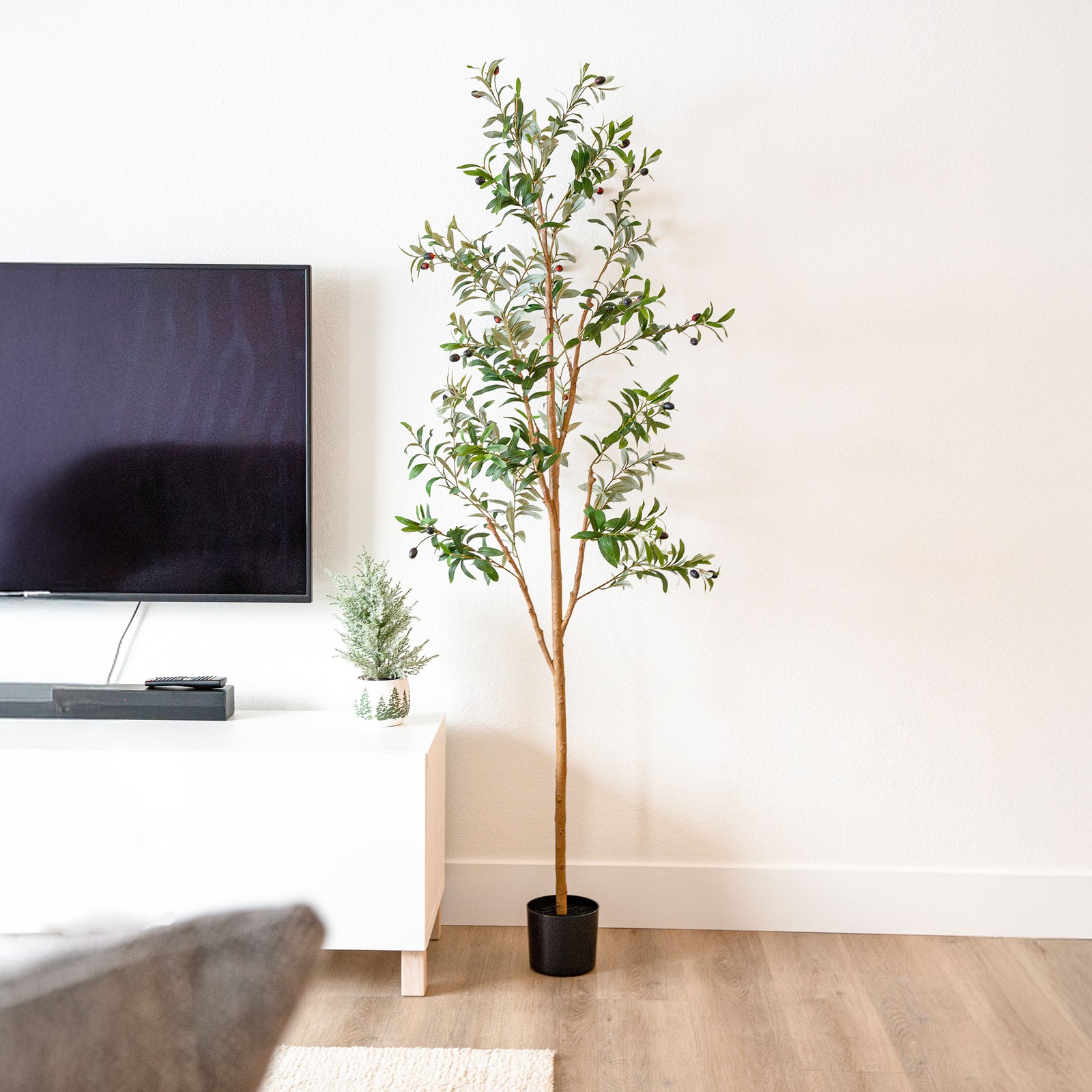 Indoor Artificial Olive Tree with Silk Leaves – 6 ft by Sunnydaze