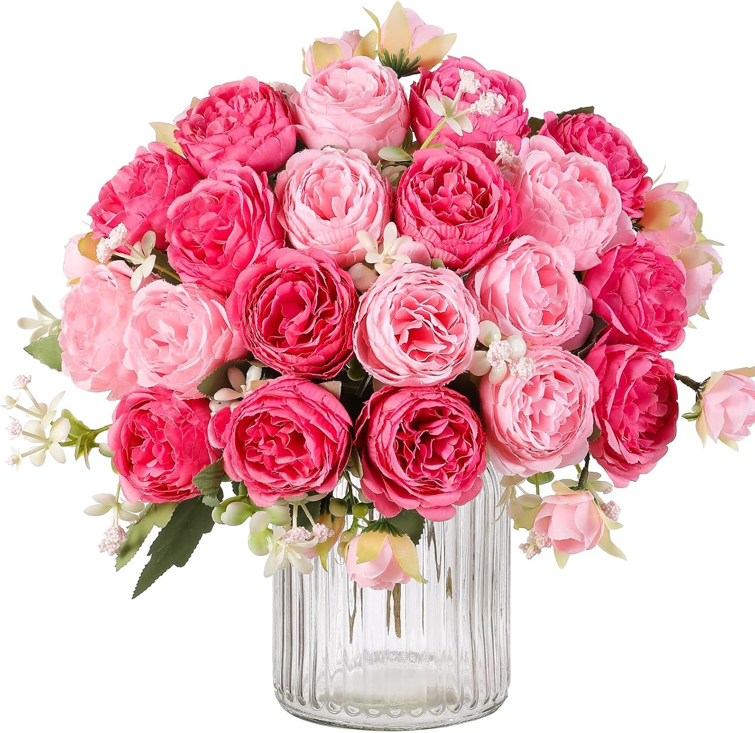 2 Packs Peonies Artificial Flowers Mixed Pink Silk Vintage Faux Floral for Vase