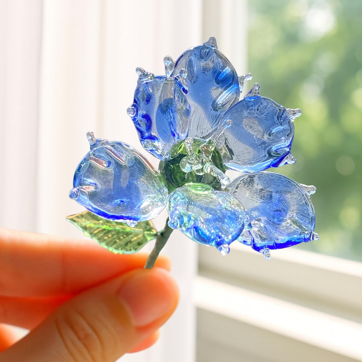 Glass Birth Month Flower, Handmade Glass Flower Birthday Gift for Mother Father