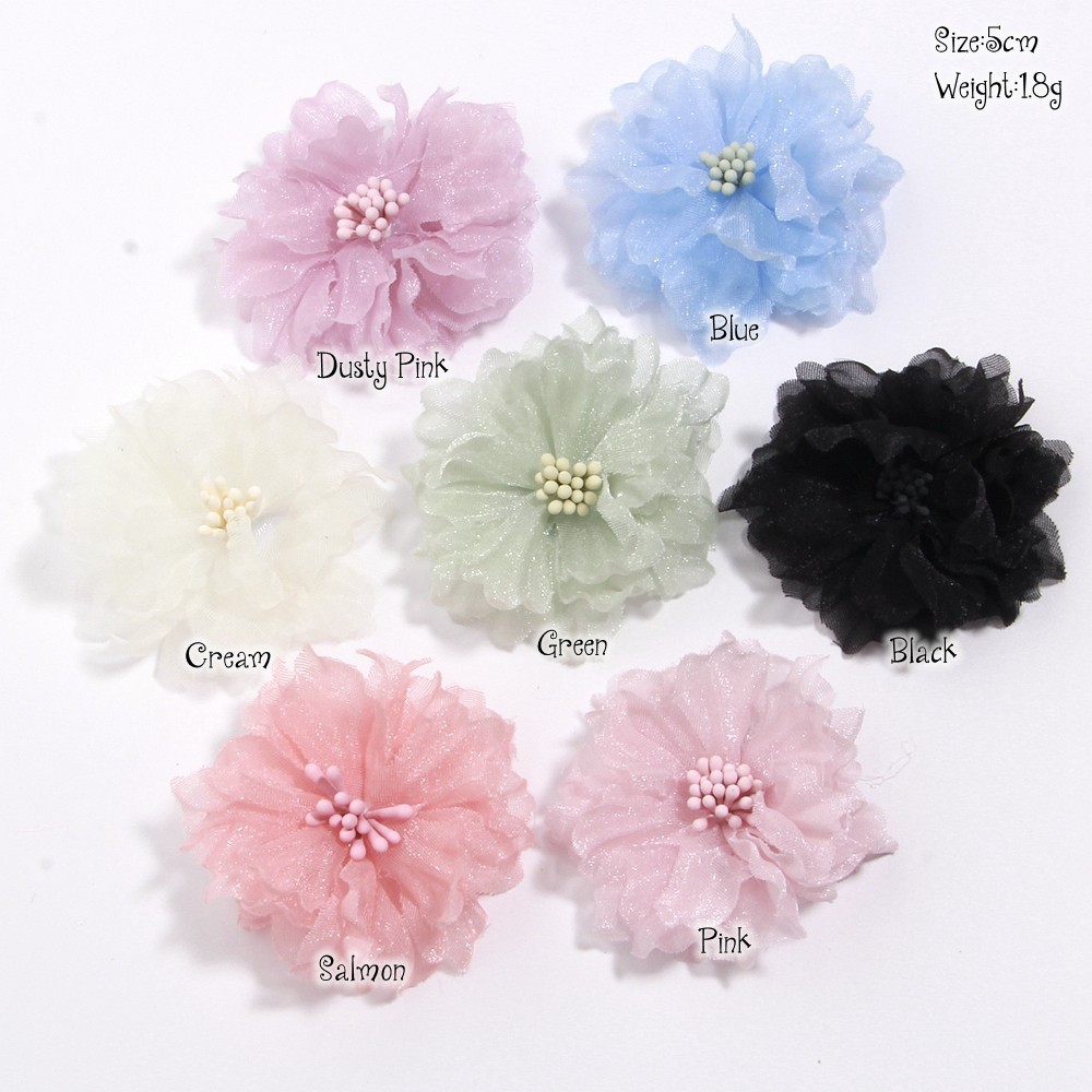 5cm Handmade Chiffon Multilayer Fabric Cored Flowers For DIY Hair Accessories