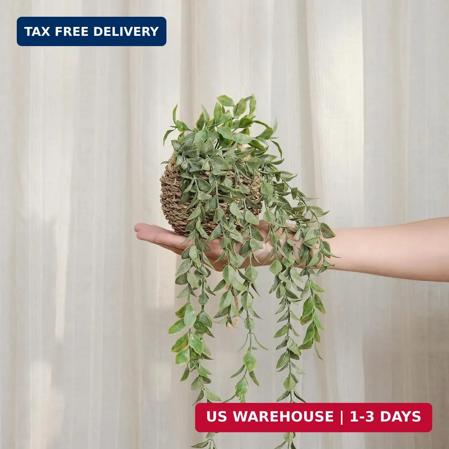 3 Pack Mini Artificial Hanging Greenary Fake Hanging Plants in Basket for Wall L