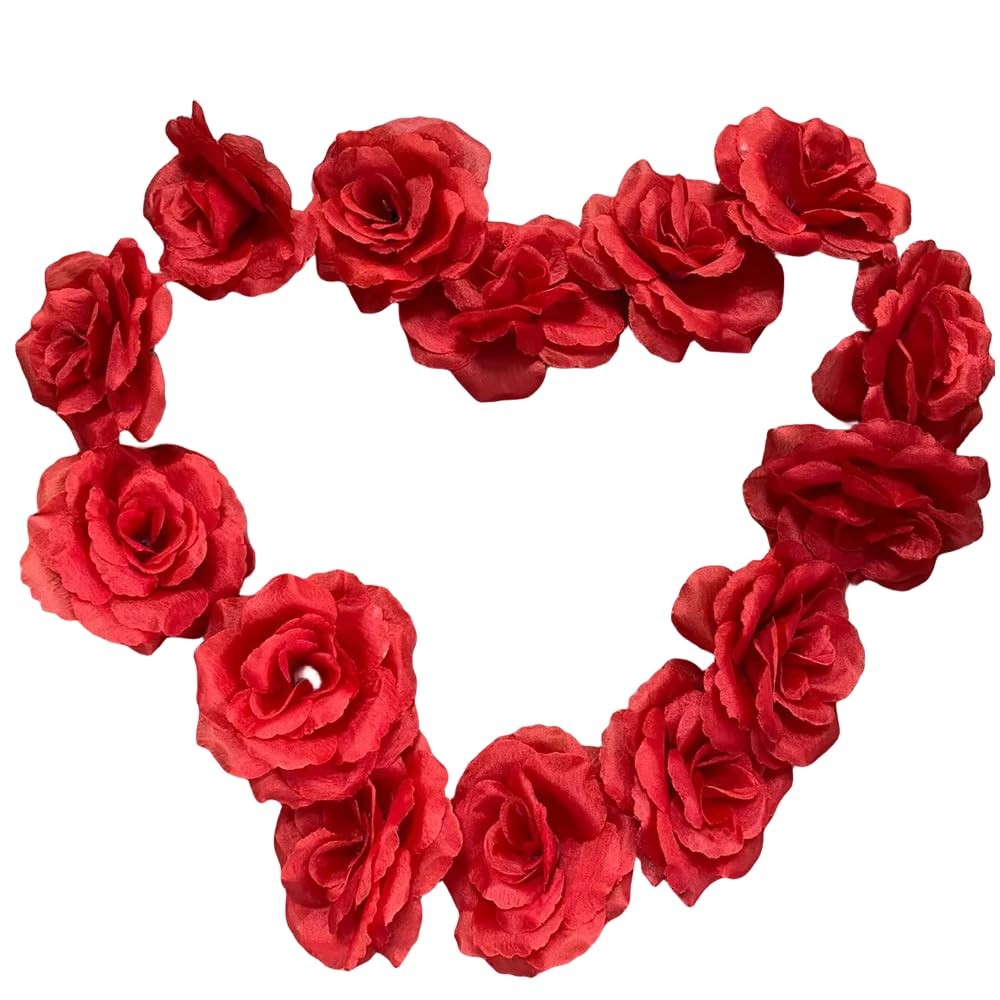 25 Pcs 3 inch Artificial Rose Flower Heads,Silk Rose Head Flowers,Wedding Par…