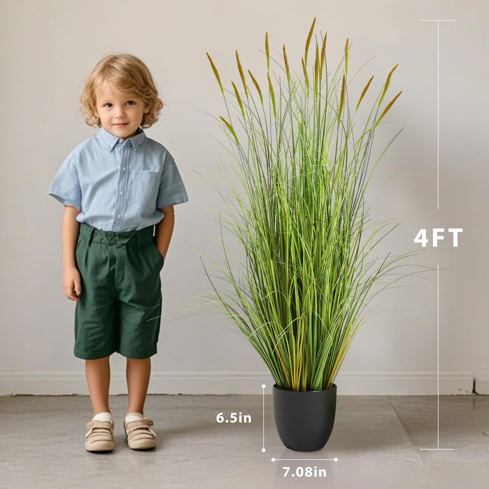KOL 4ft Artificial Cattail Grass, 47.2in Artificial Indoor Outdoor Fake Onion…