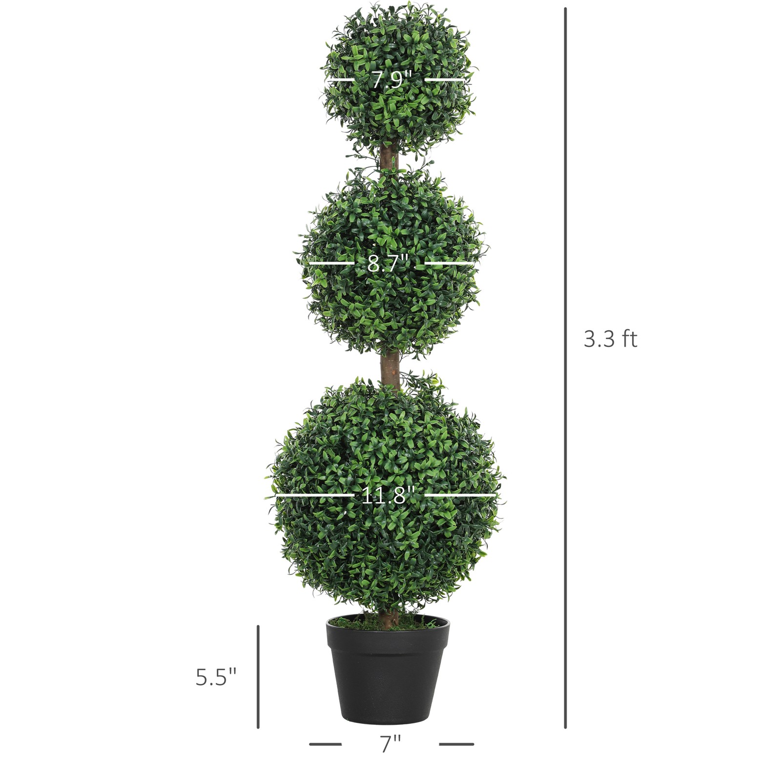 2 Pack Artificial Ball Boxwood Topiary Trees, Fake Plants Pot for Indoor Outdoor