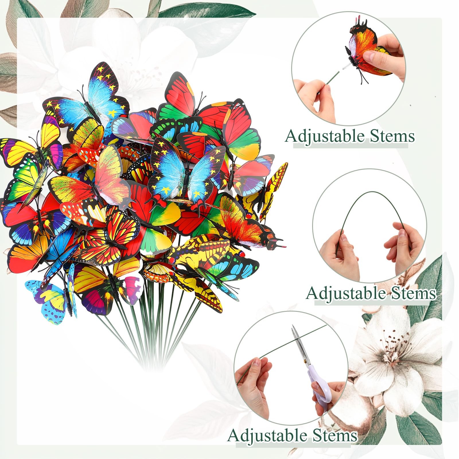 24 Pcs Artificial Flowers and 36 Pcs Butterfly Stakes UV Resistant Fake Plast…