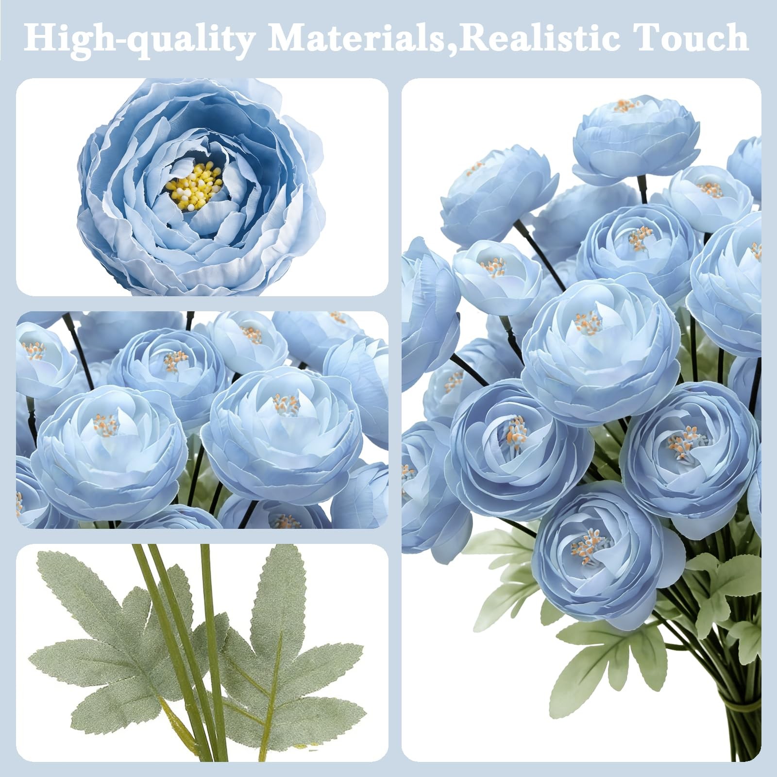 Artificial Silk Peony Fake Flowers,6PCS Artificial Faux Peonies Bulbs with 24…