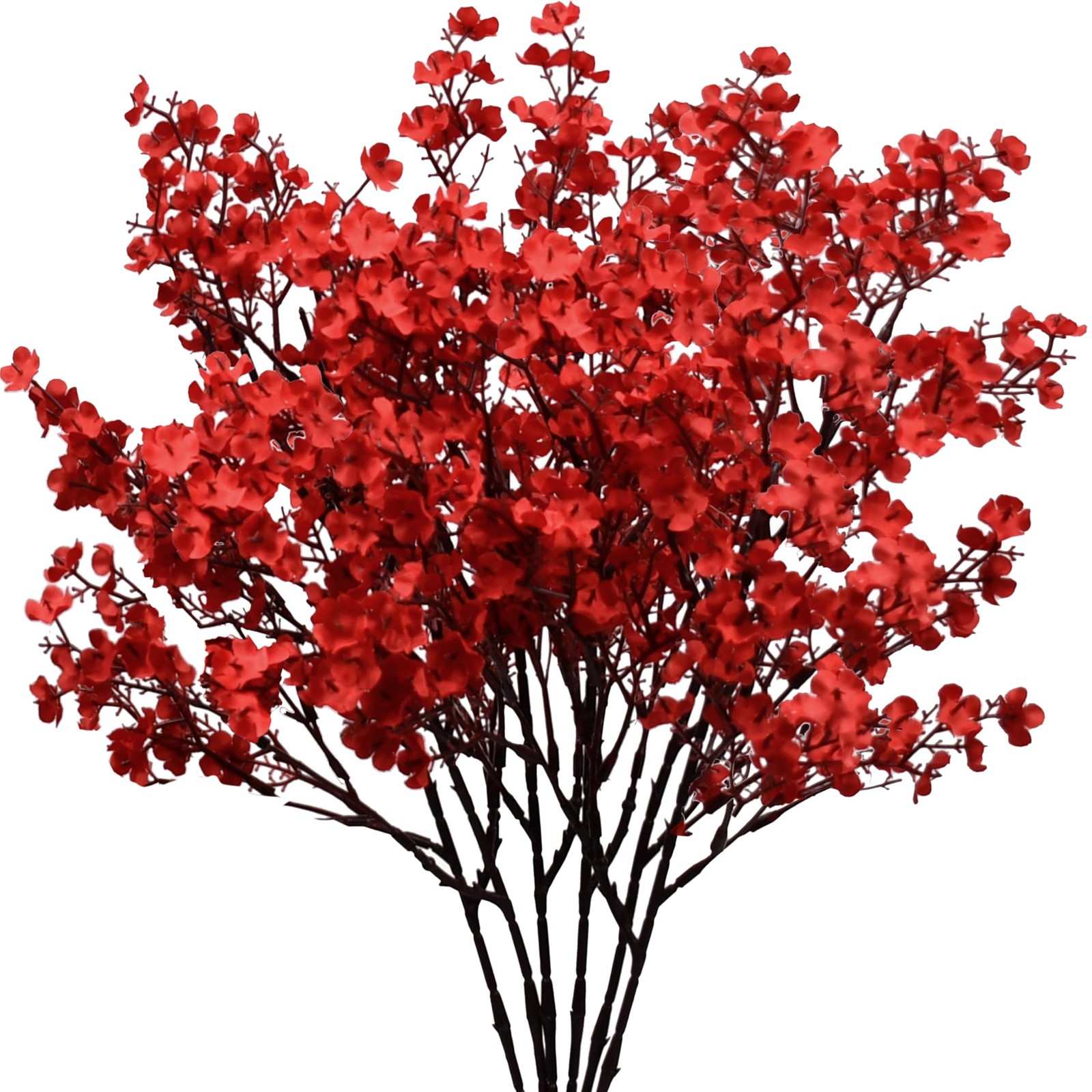 6 Bundles 18.5 Inch Red Artificial Babys Breath Silk Floral Arrangement