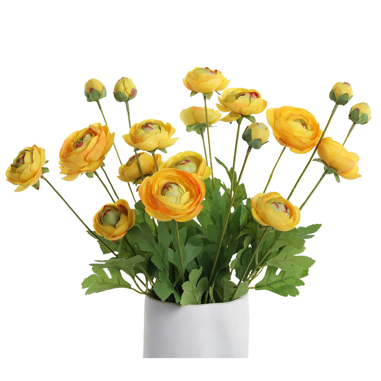 5 PCS Yellow Artificial Silk Persian Buttercup Ranunculus Flowers Home Decor