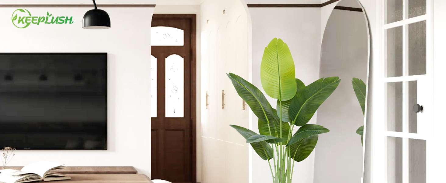 Lifelike Bird of Paradise Artificial Plant 4ft Faux Banana Leaf Tree with 9