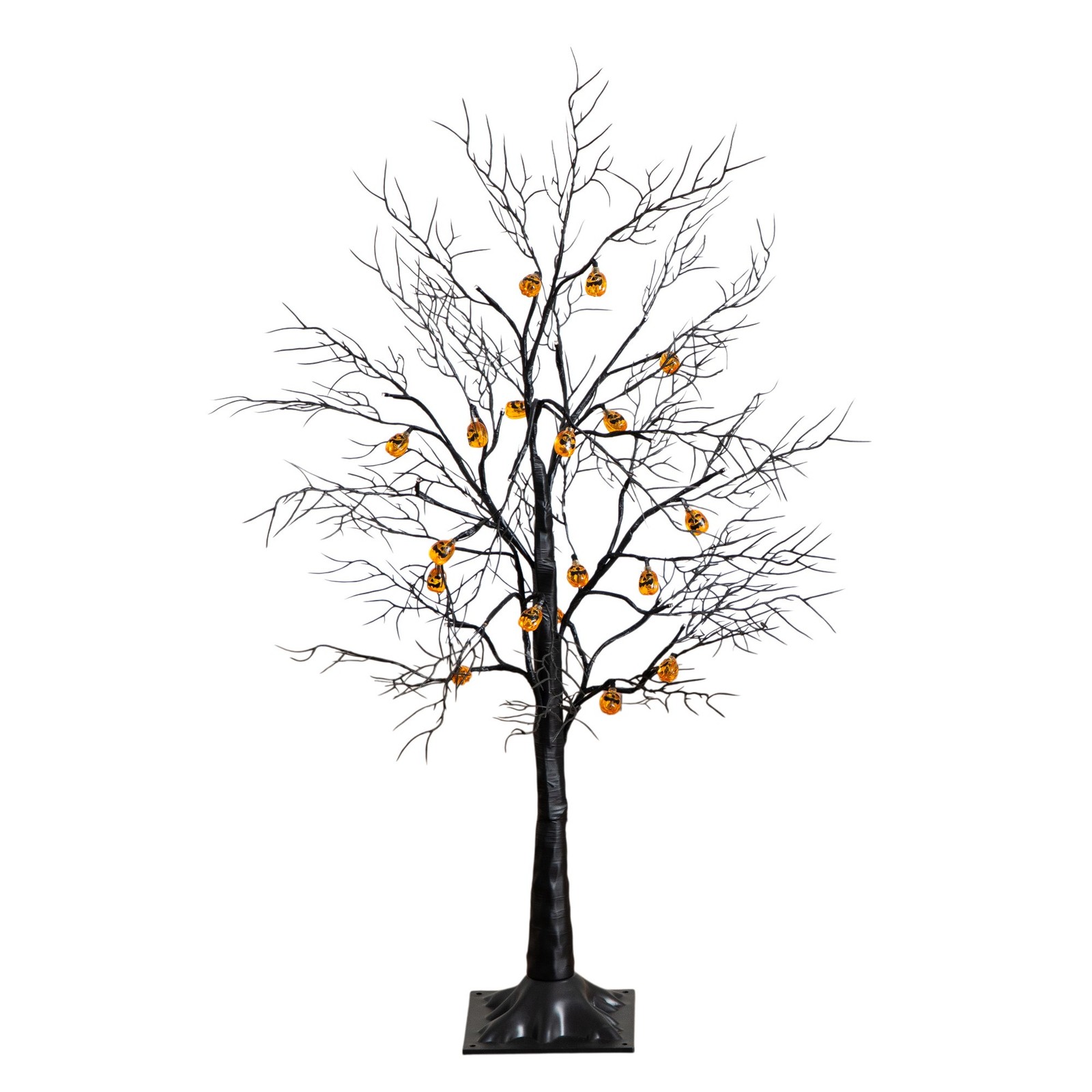 Nearly Natural 3ft Pre-Lit Halloween Black Twig Tree w/ 18 Orange LED Lights