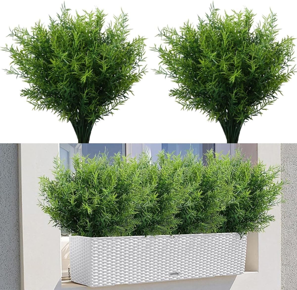 16 Bundles Artificial Greenery Shrubs No Fade Fake Rosemary Grass Plants Outd…
