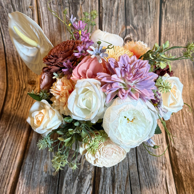 Sola Wood Silk Floral Centerpiece Rustic Wooden Box Arrangement Home Decor Gift