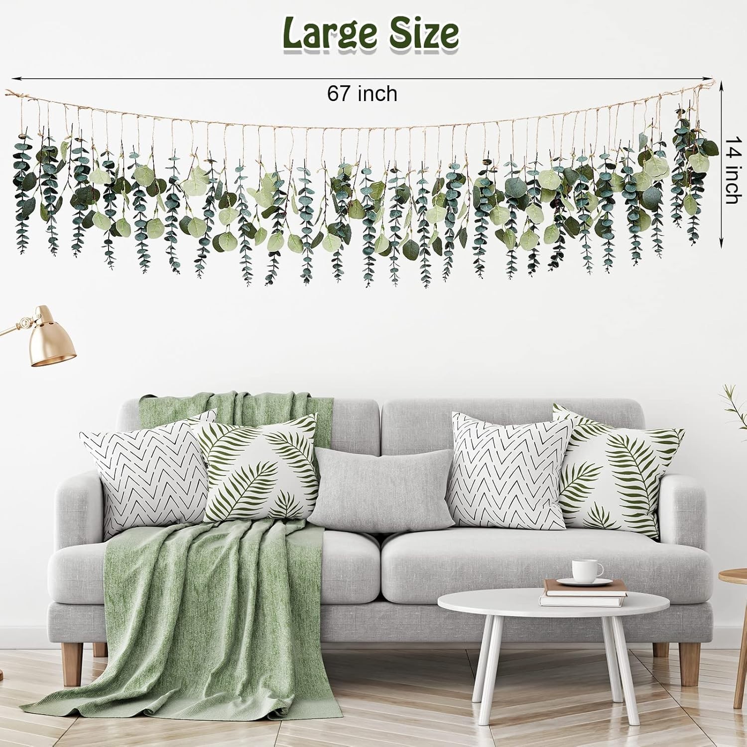 Fresh Eucalyptus Wall Décor with 2 LED String Lights – Versatile Home Accent