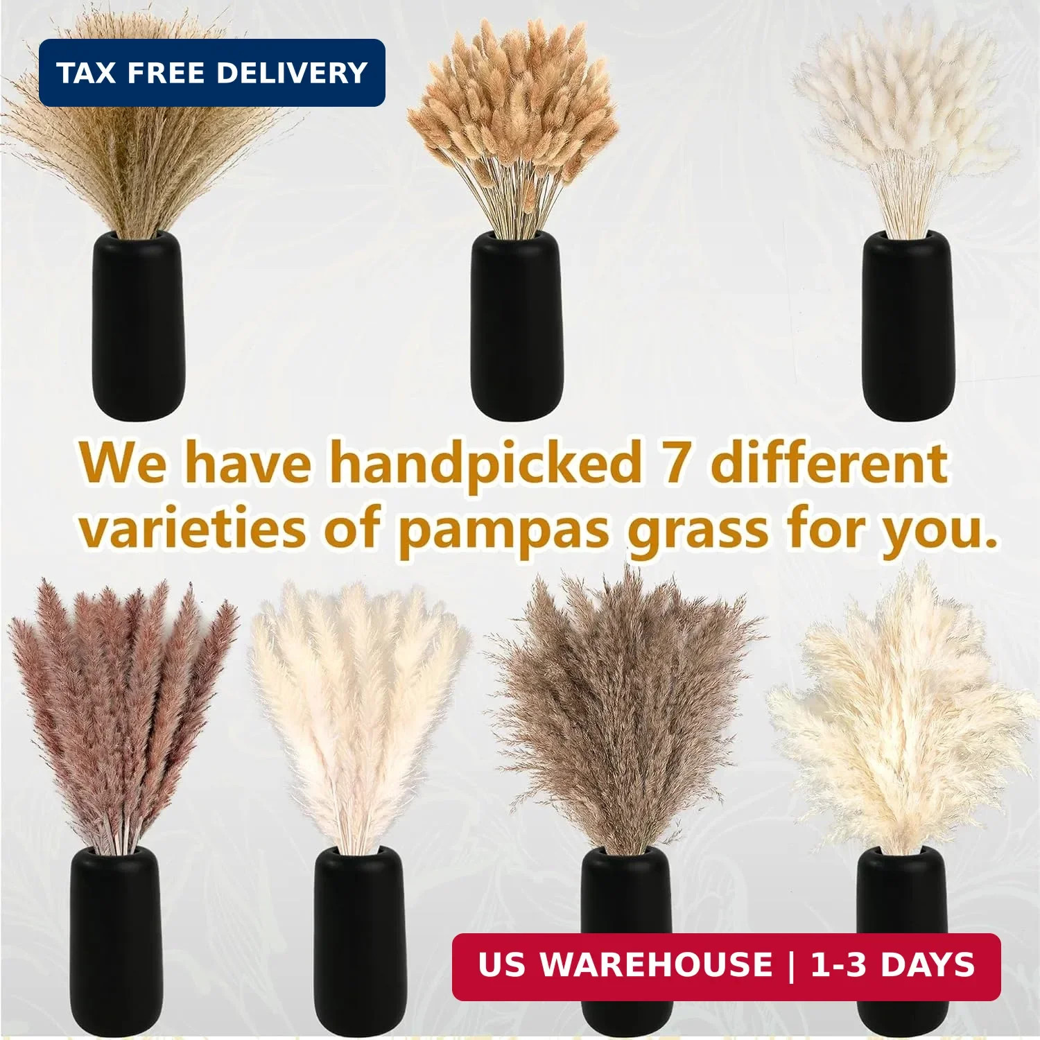 300 PCS Dried Pampas Grass Decor, Dried Flower Bouquets for Wedding, Home, Cente