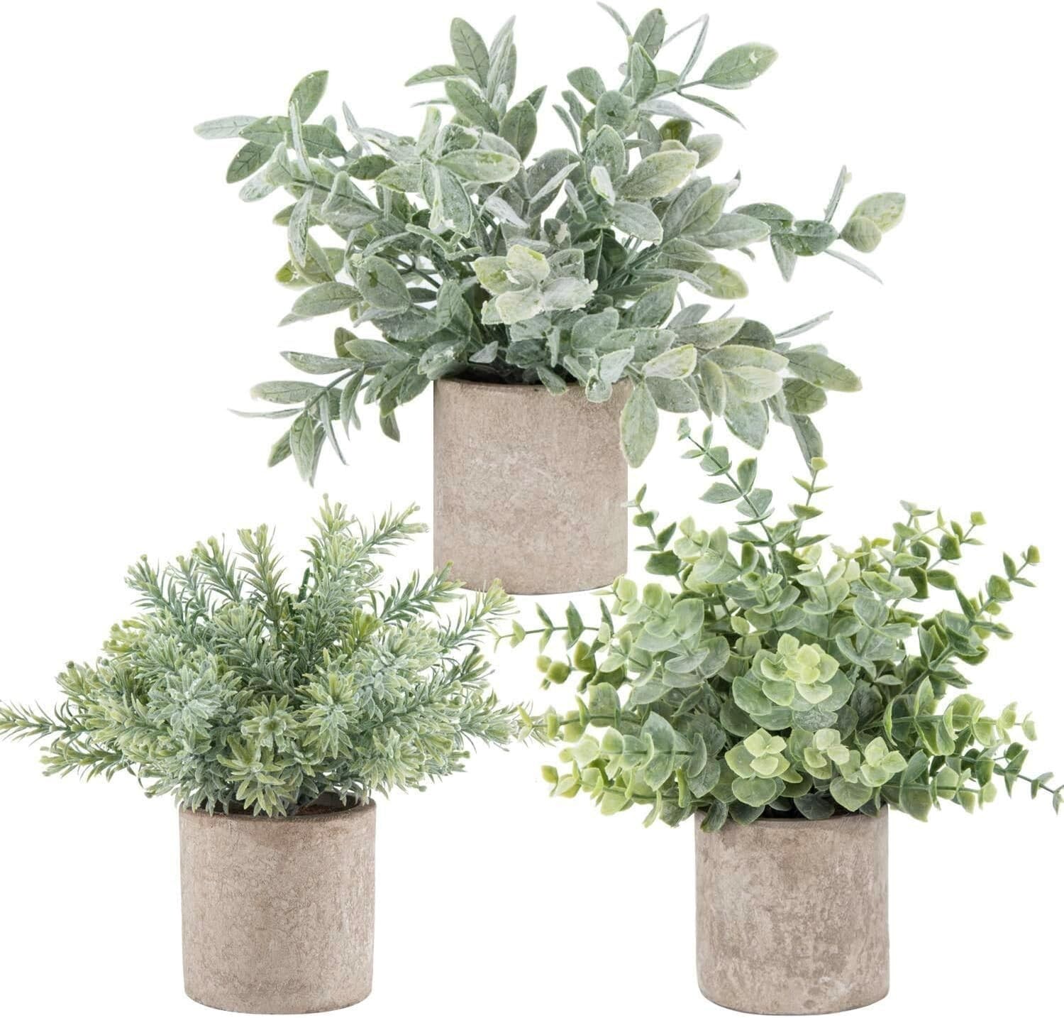 Set of 3 Lifelike Mini Eucalyptus Plants – Perfect for Office and Home Decor