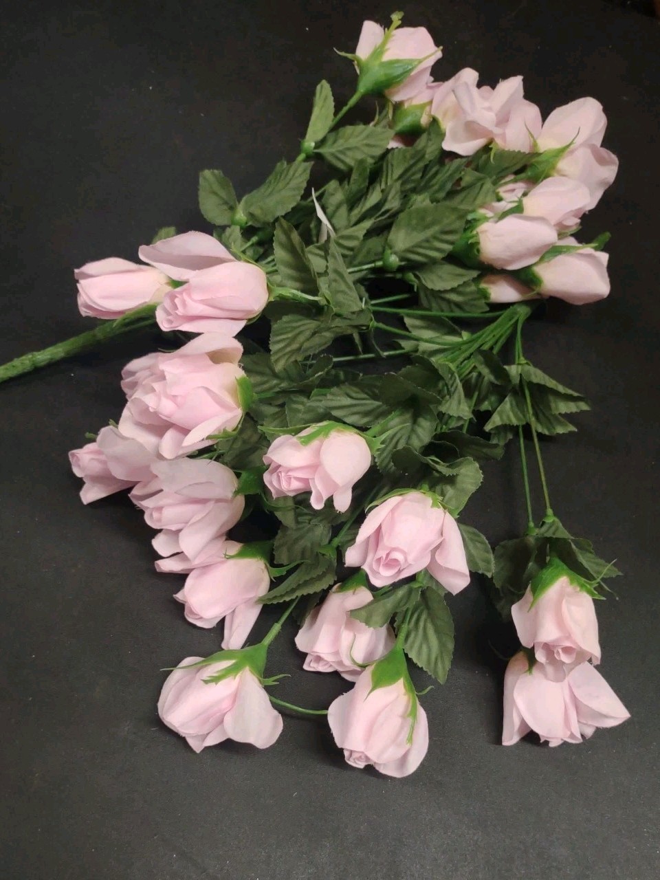 Set of 2 Bushes: 28 Roses Total, Pink Silk Rosebud Bush w 14 Wired Rose Buds