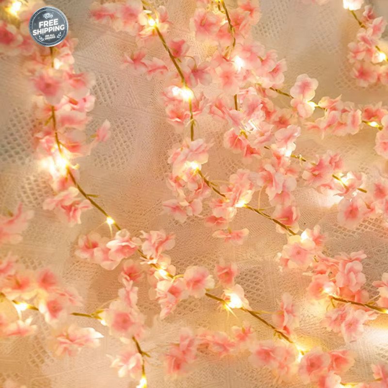 1pcs 180cm/71in Artificial Sakura Flowers Vine Silk Garland Wedding Party Decor
