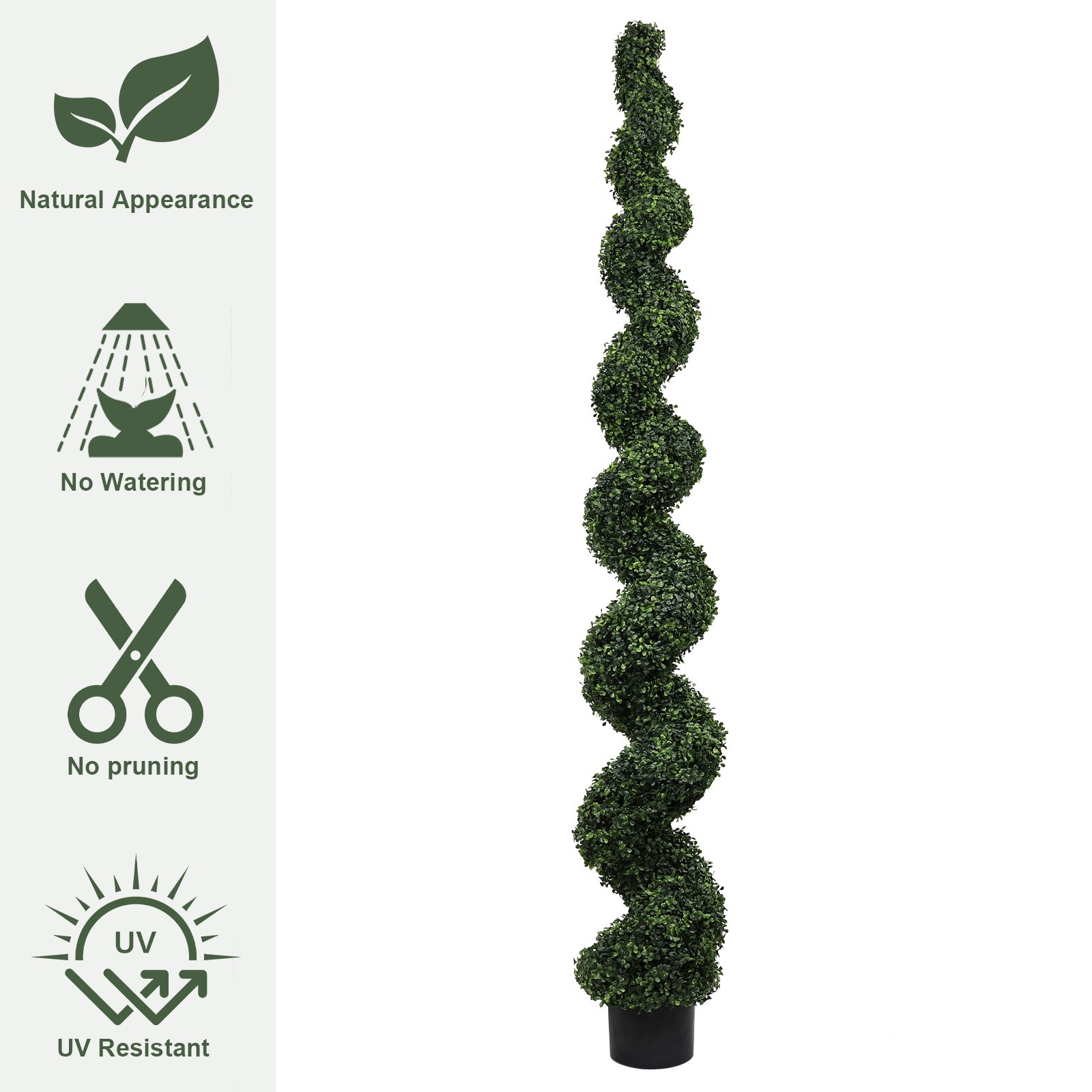 1* 7FT Artificial Faux Boxwood Plants Spiral Topiary Trees Twisted Potted Trees