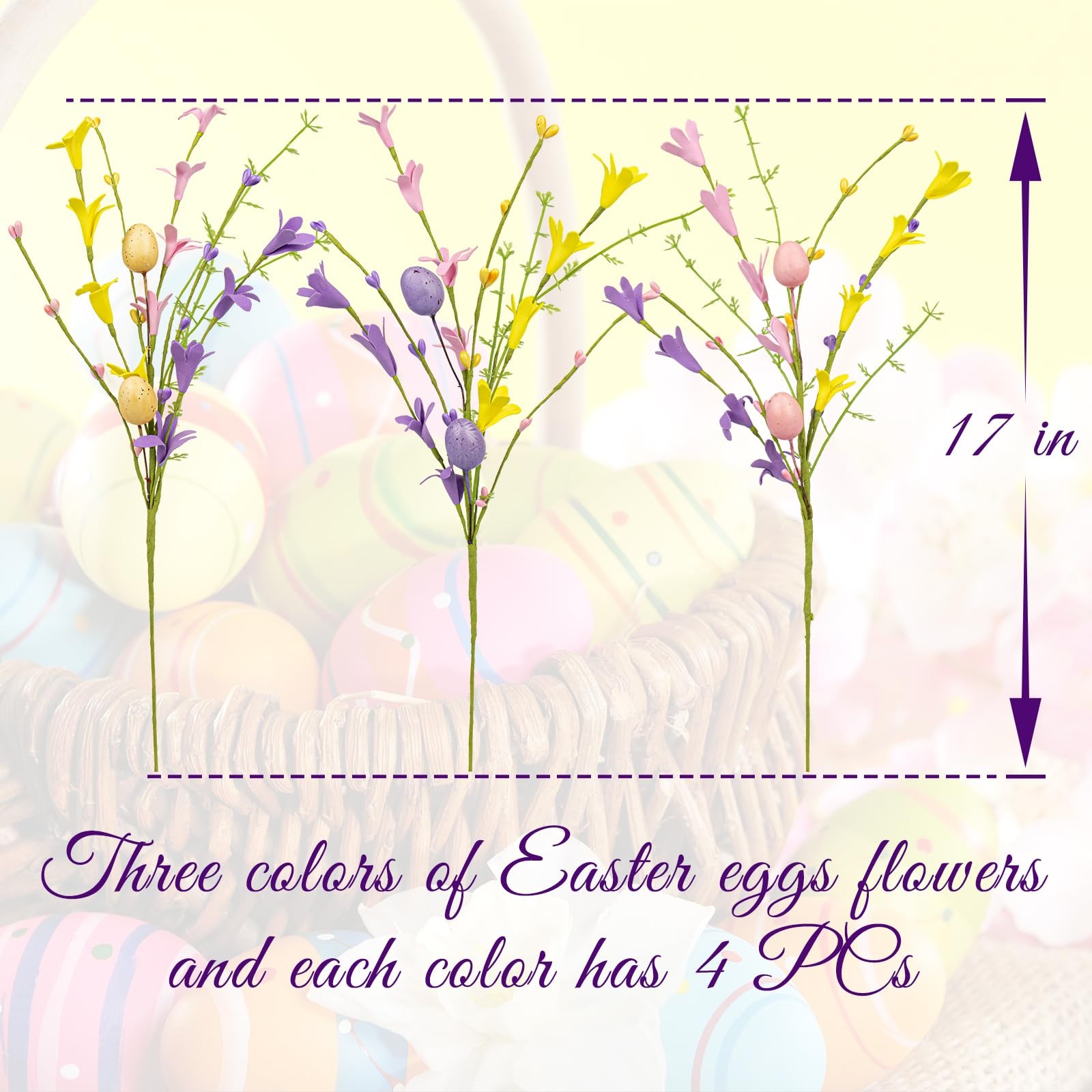 Easter Flower Decorations 12 Pack Easter Egg Picks Artificial Forsythia Flowe…