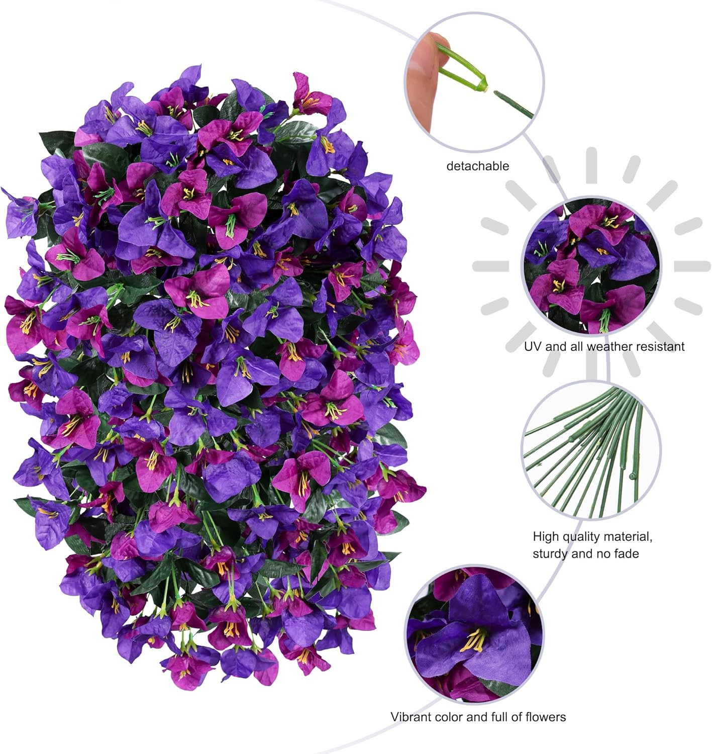 Faux Bougainvillea Artificial Flowers Plants for Outdoors outside Decor, 2Pcs Fa