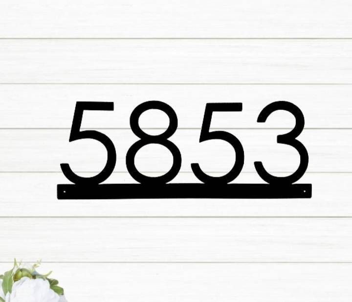 Metal house number sign home address horizontal address number numbers