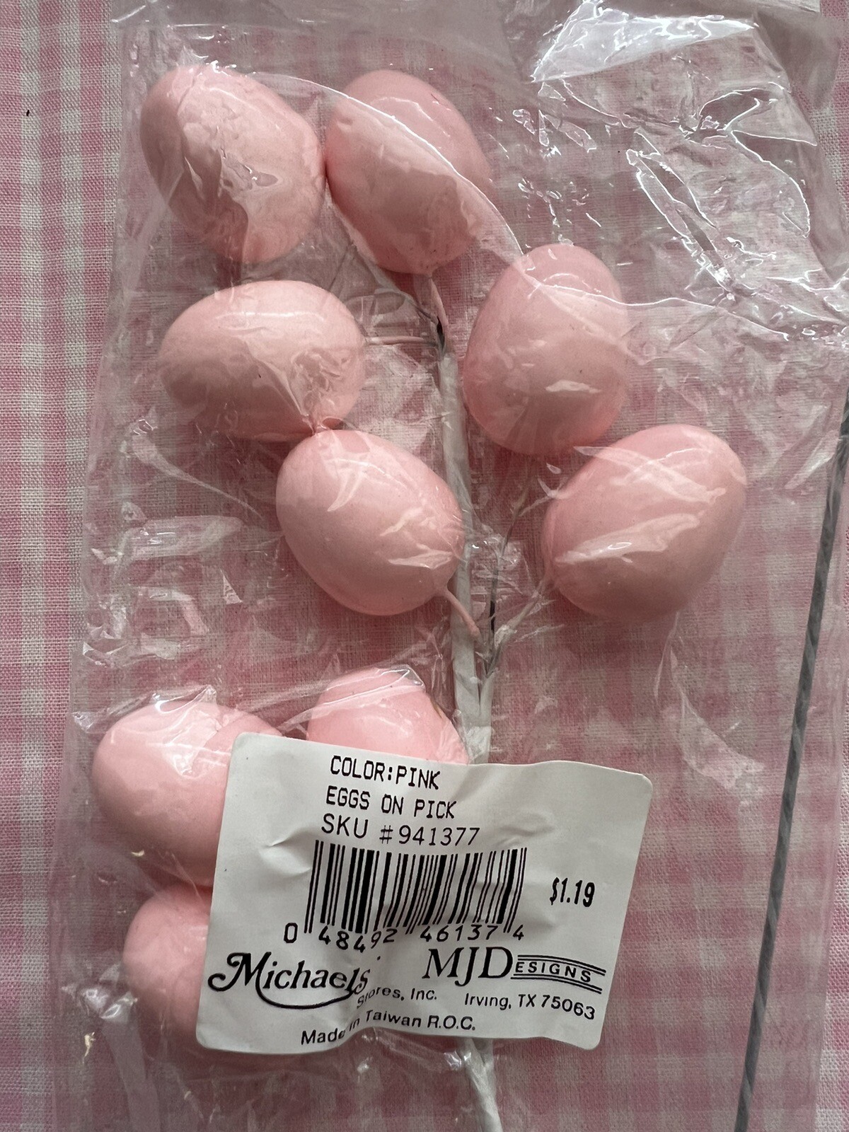 4 Easter Egg Spray Picks Pastel Colors Blue White Pink Purple Foam & Painted NEW