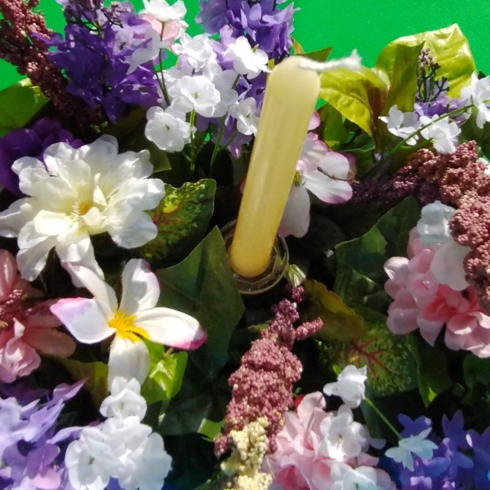 Hand Crafted Floral Table Centerpiece Artificial Lilac Carnation Spring