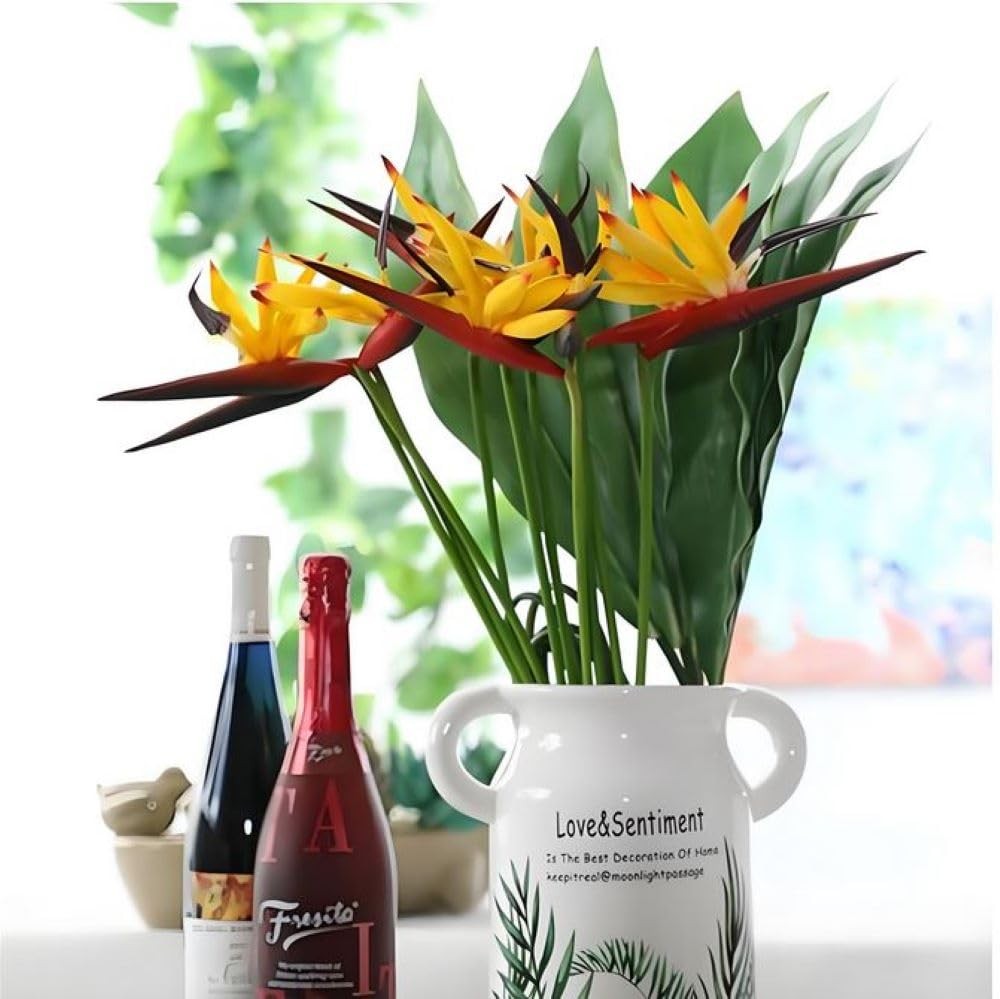8 Pack 21-1/2 Inch Artificial Flowers Bird of Paradise,Green Plant for Home G…