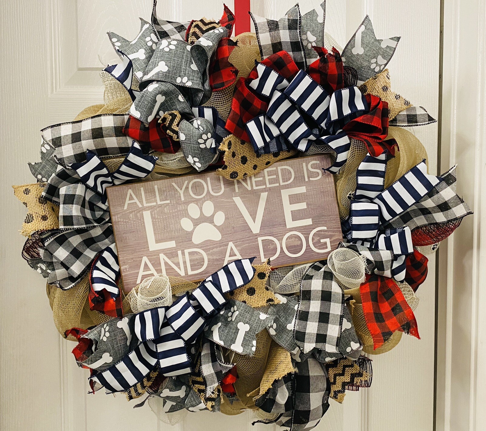Dog wreath, pet wreath, dog lover gift, dog lover, dog paw wreath, dog mom