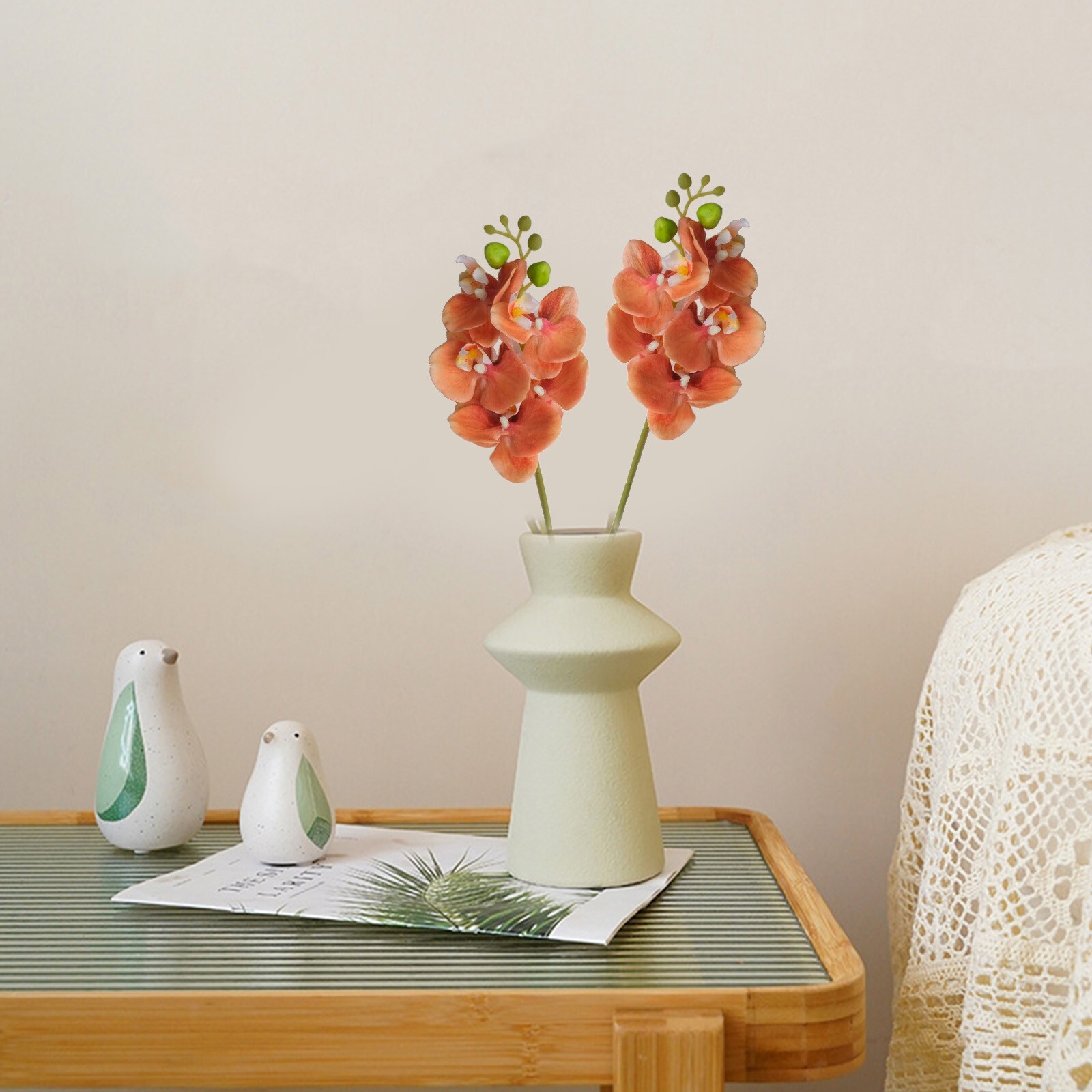 Delicate 17 7 inch Artificial Orchid Flowers Set of 4 Phalaenopsis Stems