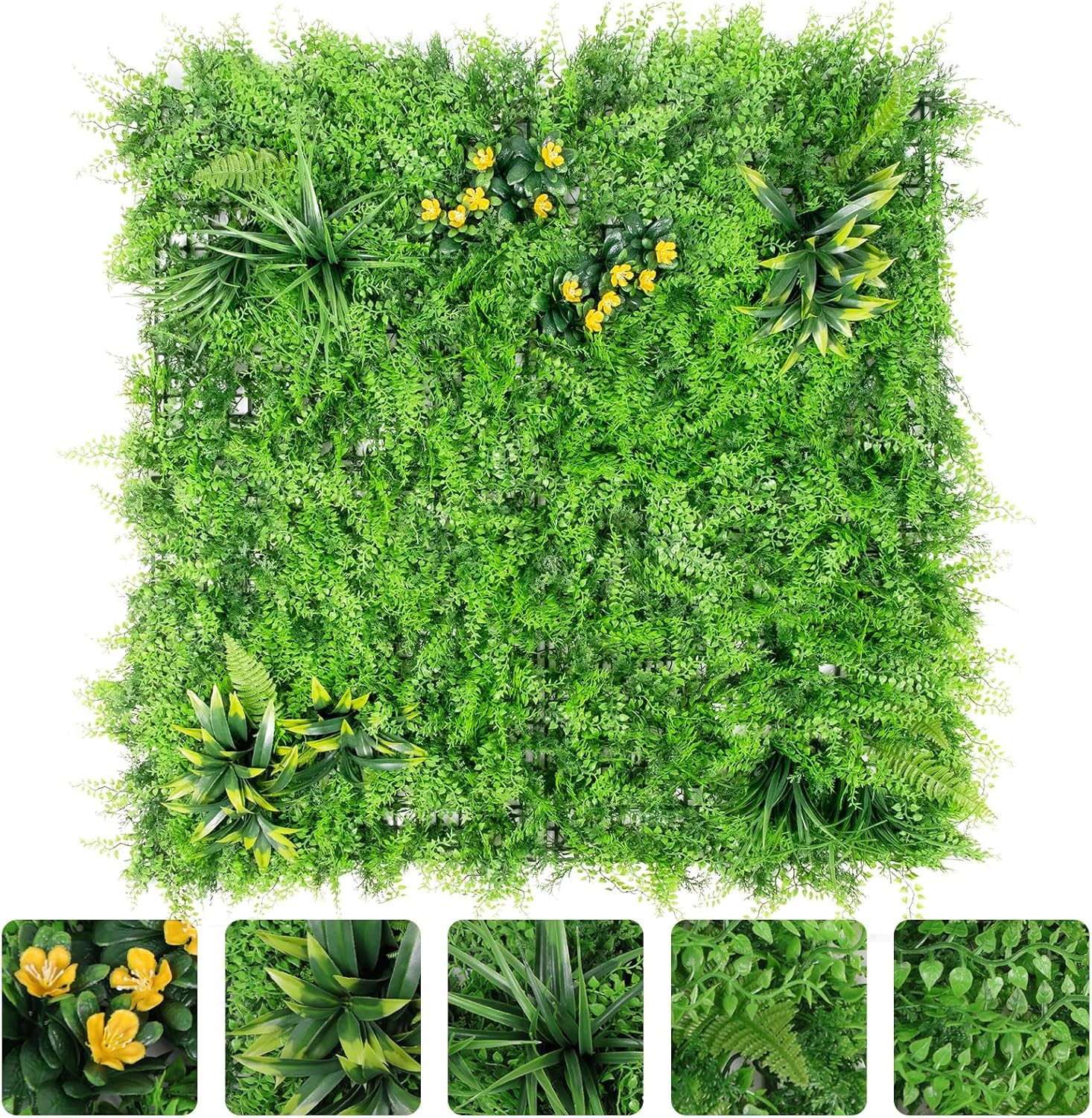 3PCS 40×40″ Artificial Boxwood Wall Hedge Mat Plant Panels UV Resistant Outdoor