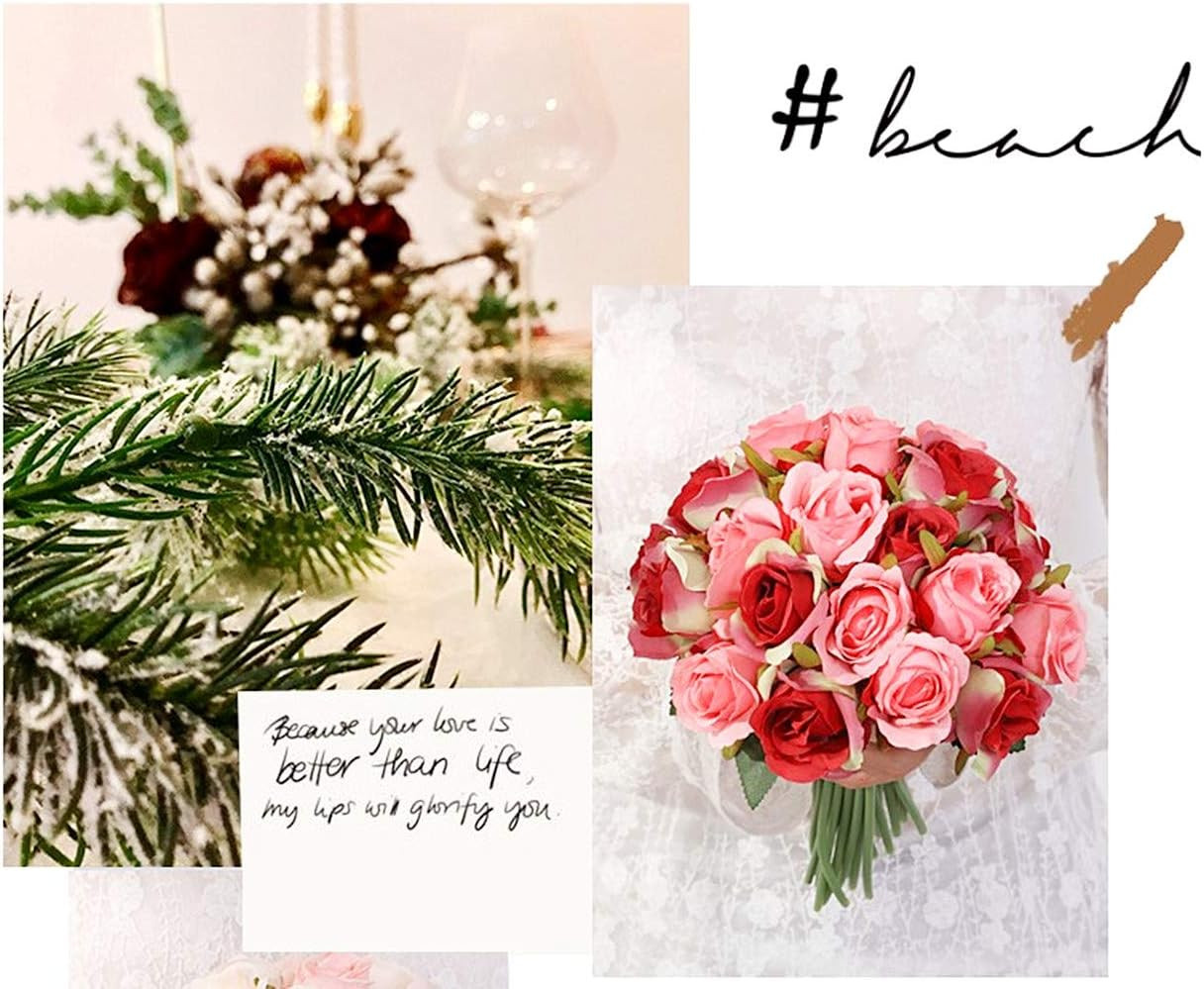 Artificial Roses Fake Flowers 12 Heads Arrangement Silk Bouquet for Home Office