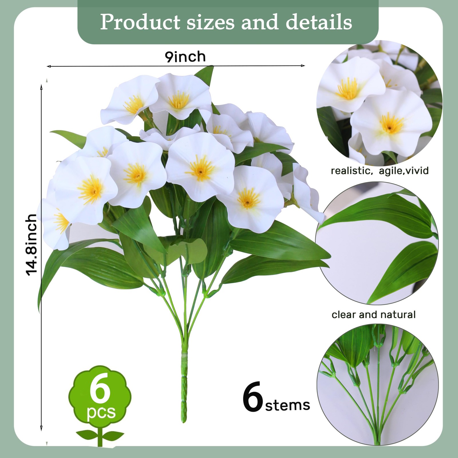 Artificial Flowers for Outdoors Decoration ,6 Bundles Fake Petunia Flowes