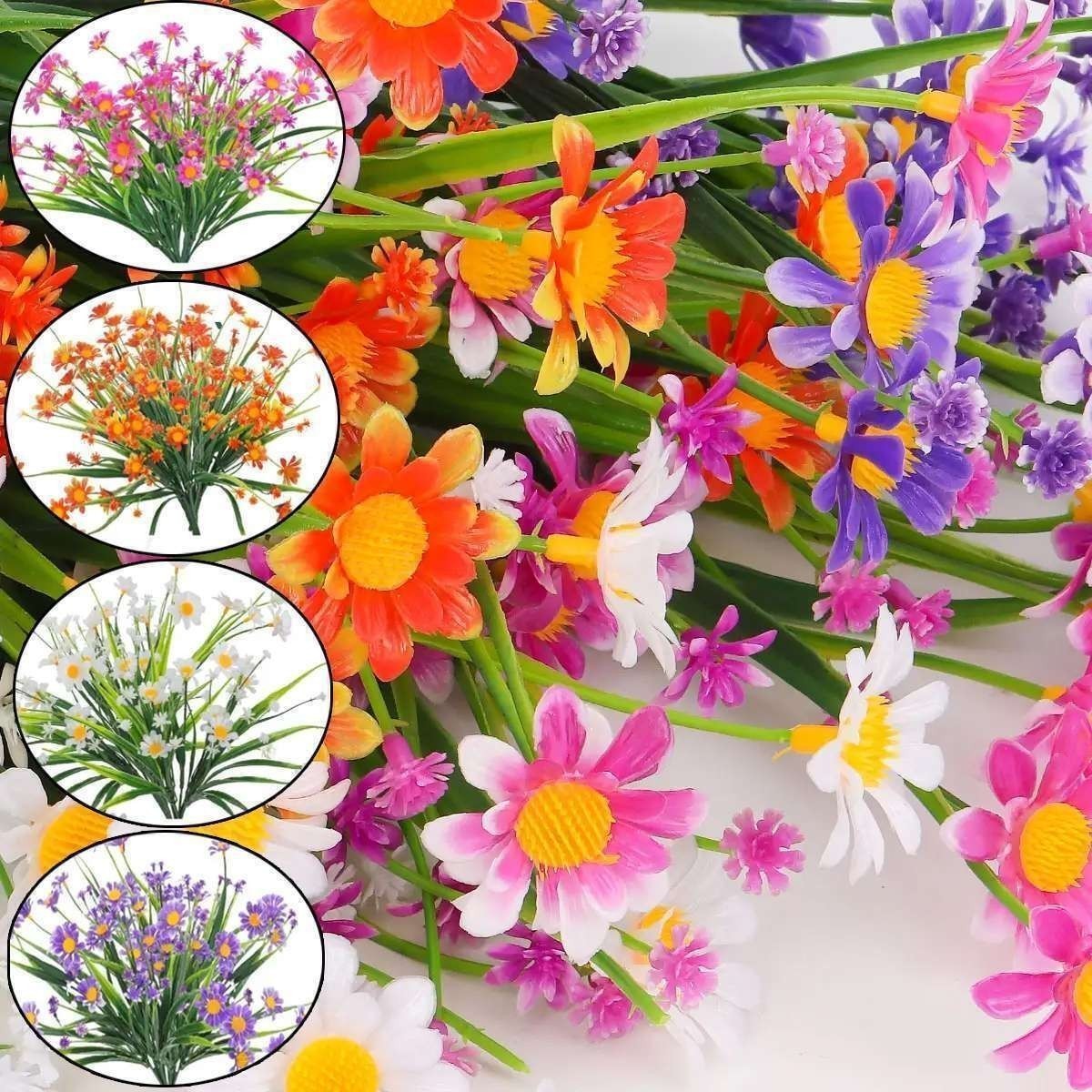10Pack Artificial Flowers Fake Daisy Home Garden Colorful Plants Shrubs Decor