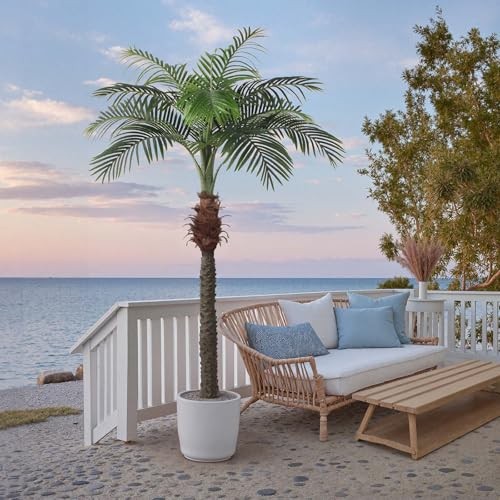 2 PCS Fake Palm Tree 7 FT,Tall Artificial Palm Trees for Outdoor 7 FT 2PCS