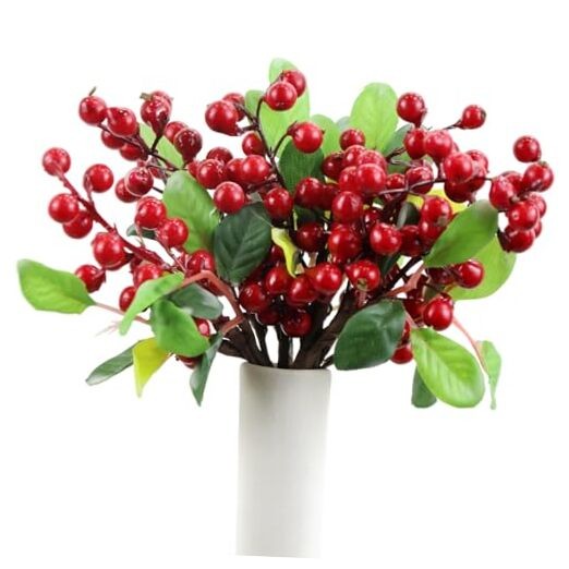 Artificial red Berries Stems,3pcs Fake Berries Artificial Fruits Berry Red