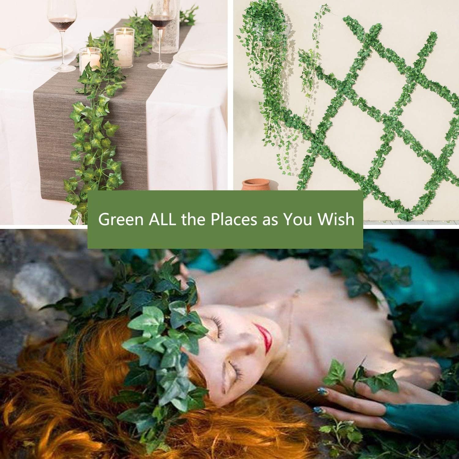 12 Pack Fake Vines for Room Decor Artificial Ivy Garland with Clip Green Flow…