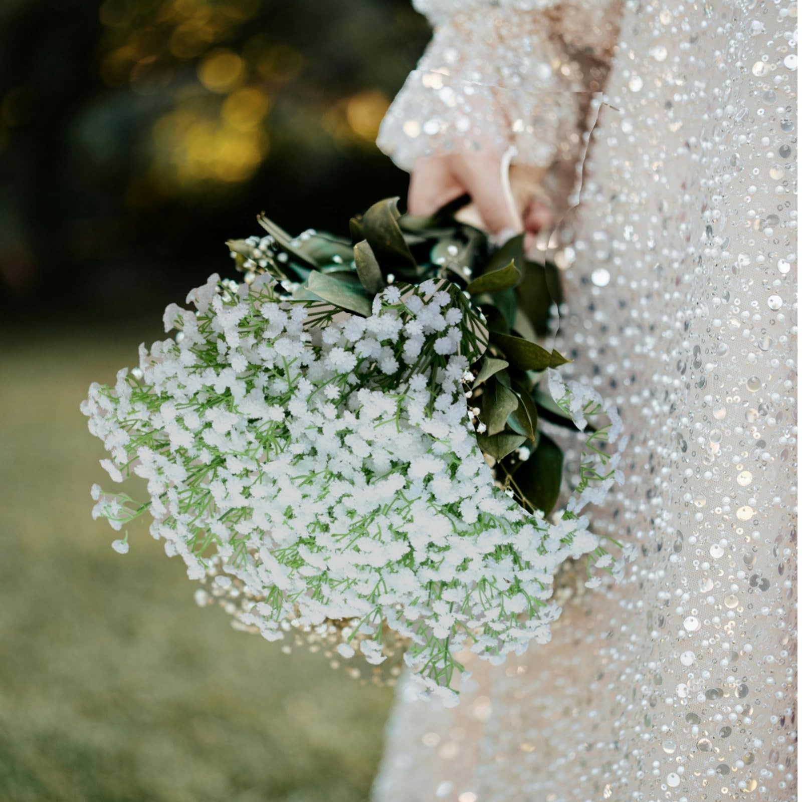 White Baby Breath Flowers Artificial Fake Real Touch Wedding Garden 12 PCS