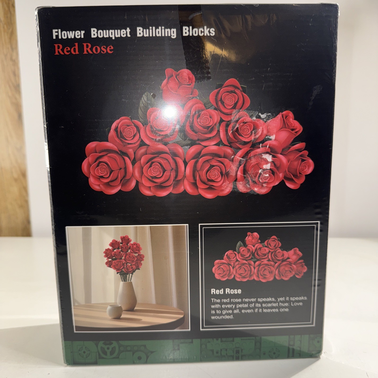 Red Roses Flower Bouquet Building Sets, 670Pcs Artificial Flowers Building Block